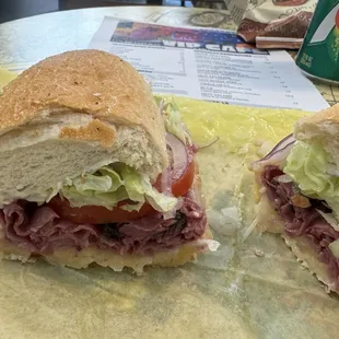 Delicious pastrami sandwich