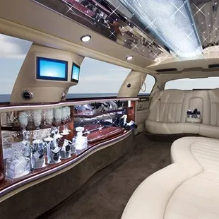 Interior of the Lincoln Town Car Stretch limo