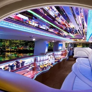 Interior of the Cadillac Escalade SUV limousine.