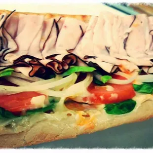 Honey coat turkey melt on hoagie... Pick your own toppings.
