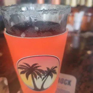 House margarita in a pint glass