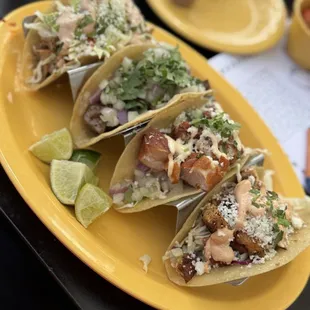 Various Street Tacos - surprisingly the carne asada was great!