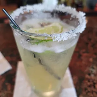 House margarita in a pint glass