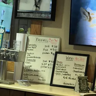 menus and drinks on the counter