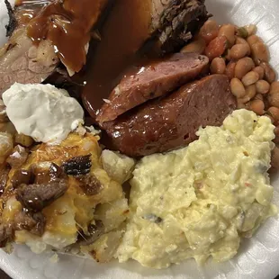 Brisket by Lb. Potato salad  Baked Beans