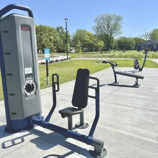 Exercise equipment by the playground