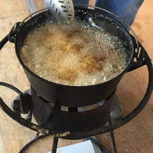 Frying up some Strip Bass