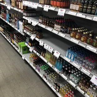 shelves of various beverages