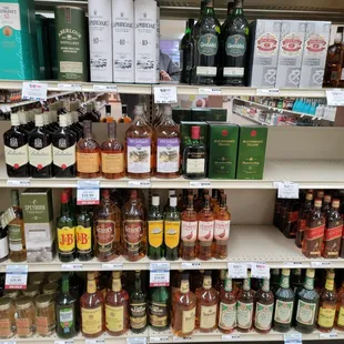 liquor bottles on shelves