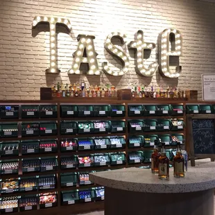 a display of various liquors