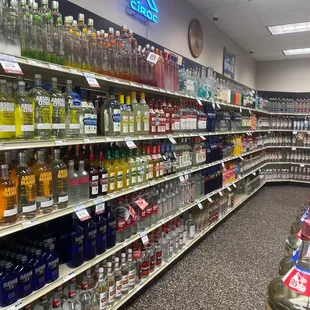 a variety of alcohol bottles