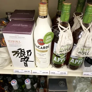 bottles of alcohol on a shelf