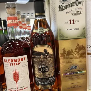 a variety of liquors