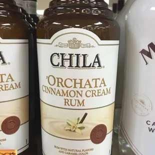 two bottles of chila orchata cinnamon rum
