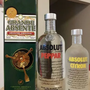 a bottle of absolut and a box of absolut