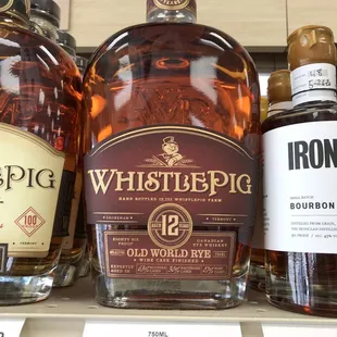 bottles of whiskey on a shelf