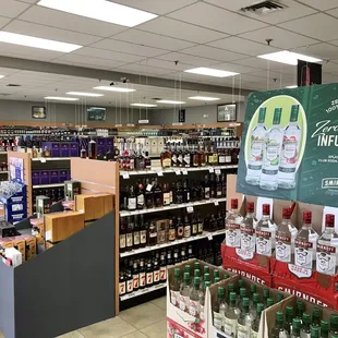 a liquor section in a liquor store