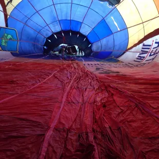 Looking "in" the balloon during preflight preparation.