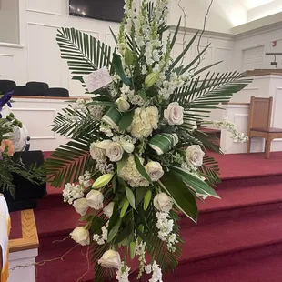 Sympathy spray  and I could not be more  pleased again with the work of Virginia Beach Florist. So fresh and beautiful. Thank you Russ!