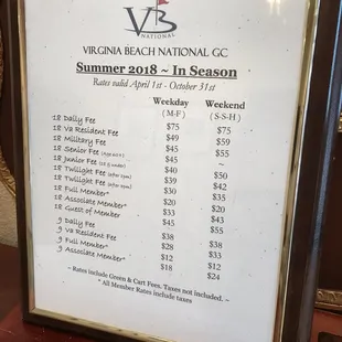 Golf rates