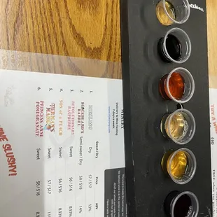 a sample of the wines