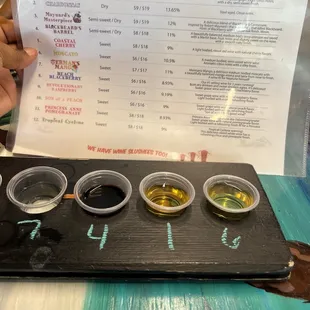 Wine Menu and Samples