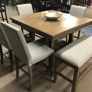 Lazy Susan in the center of this counter height table