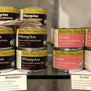 a display of canned goods