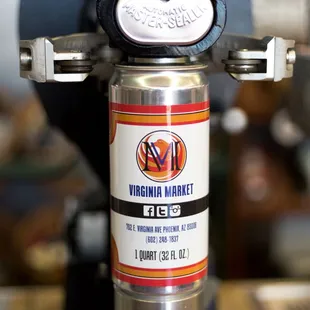 a close up of a can of coffee