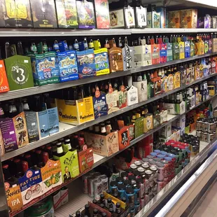 a variety of beverages on display