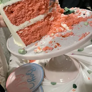 Inside of cake, was not the flavor we asked for and cake would crumble easily.