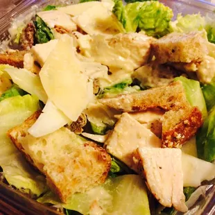 Chicken Caesar salad with homemade croutons