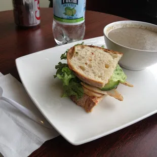 1/2 sandwich and soup combo. #3 sandwich: chicken, lime, chili sauce, cucumber &amp; lettuce.