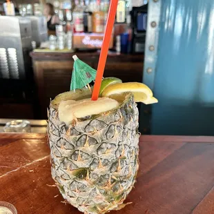 Pina Colada in a frozen pineapple
