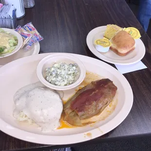 Lunch special cabbage rolls with 3 sides. $8