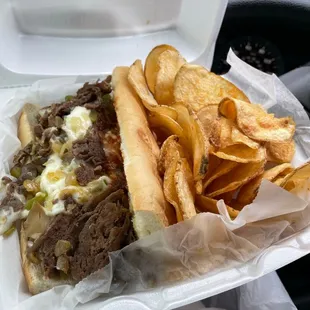 Philly cheesesteak combo with house chips