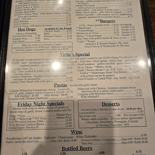 a menu on a table