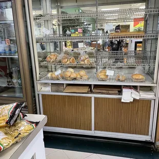 a display of bread and pastries