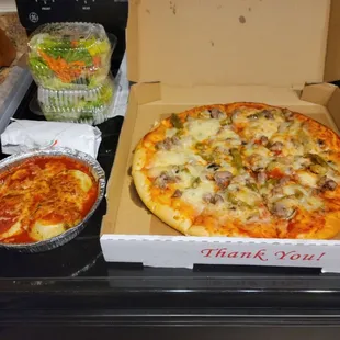 Pizza and stuffed shells. Looks can be deceiving.