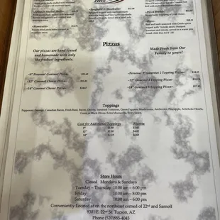 menu