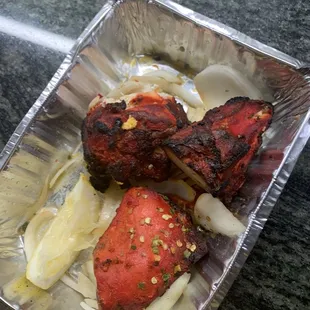 Stale, dry chicken tandoori.