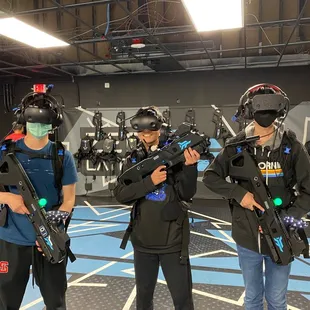 Teens ready to battle pirates.