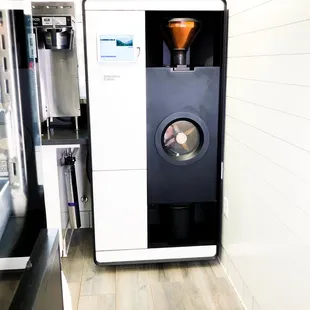 a coffee roaster in a kitchen