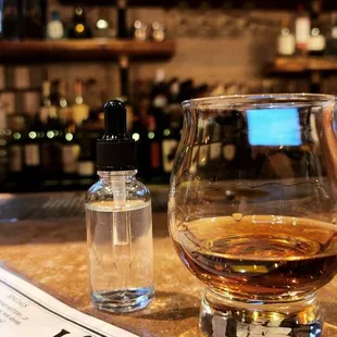 Bourbon with water drops