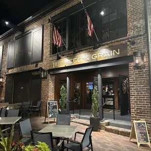 Restaurant front and patio
