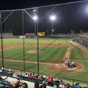 View from the top of the grand stand. Parvin Smith at bat.