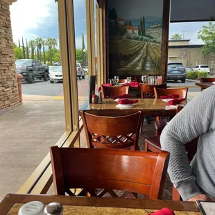 a woman sitting at a table