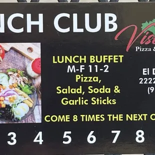 Lunch Buffet Card