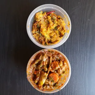 Top - Baingan Bhartha , Bottom - Savji Bhaji . Most likely vegan