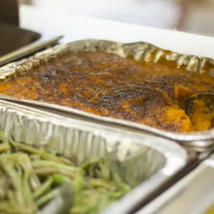 Whipped yams &amp; fresh cut string beans